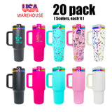 RTS USA warehouse 20 pack 40oz H2.0 rainbow plated powded coated tumblers for laser engraving _Gabby（副本）