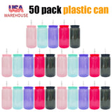 RTS USA warehouse 50 pack olored macaron 16oz plastic Acrylic soda can with colorful pp lids_Gabby