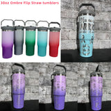 25 pack 30oz Stanley Style Matte Macaron Colors Flip Straw School Tumblers 25pcs-Gabby